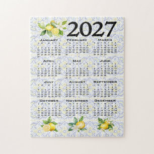 2027 Calendar Lemons Italian Mediterranean Tiles Jigsaw Puzzle
