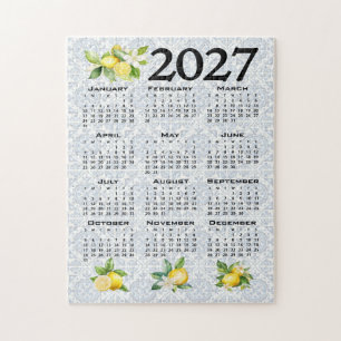 2027 Calendar Lemons Italian Mediterranean Tiles Jigsaw Puzzle