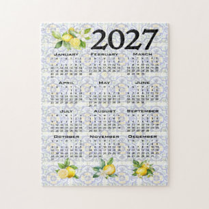 2027 Calendar Lemons Italian Mediterranean Tiles Jigsaw Puzzle