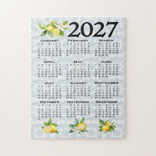 2027 Calendar Lemons Italian Mediterranean Tiles Jigsaw Puzzle
