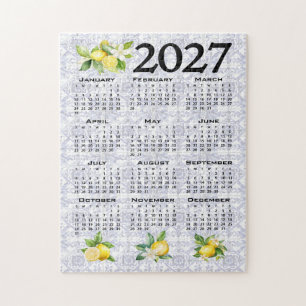2027 Calendar Lemons Italian Mediterranean Tiles Jigsaw Puzzle