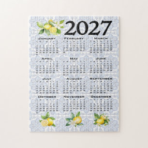 2027 Calendar Lemons Italian Mediterranean Tiles Jigsaw Puzzle