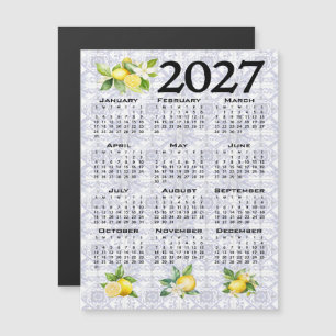 2027 Calendar Lemons Italian Mediterranean Tiles Magnetic Invitation