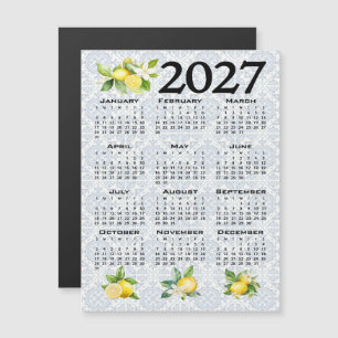 2027 Calendar Lemons Italian Mediterranean Tiles Magnetic Invitation