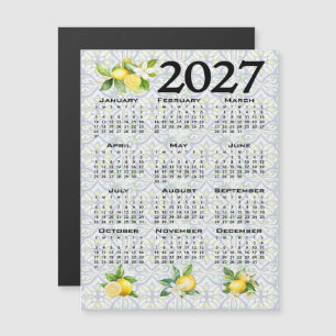 2027 Calendar Lemons Italian Mediterranean Tiles Magnetic Invitation