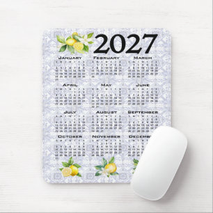 2027 Calendar Lemons Italian Mediterranean Tiles Mouse Mat