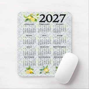 2027 Calendar Lemons Italian Mediterranean Tiles Mouse Mat