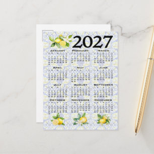 2027 Calendar Lemons Italian Mediterranean Tiles Postcard