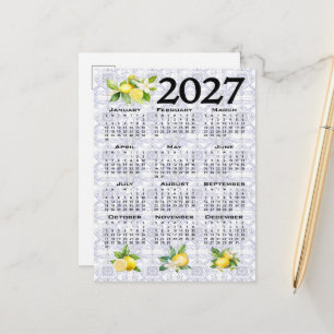 2027 Calendar Lemons Italian Mediterranean Tiles Postcard