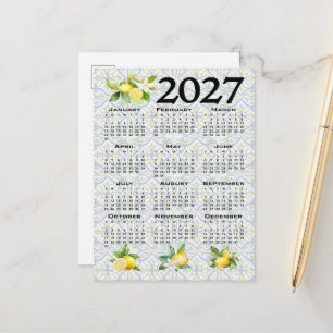 2027 Calendar Lemons Italian Mediterranean Tiles Postcard