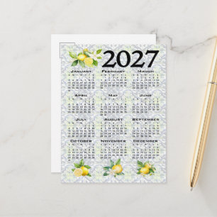 2027 Calendar Lemons Italian Mediterranean Tiles Postcard