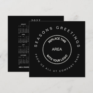2027 Calendar Logo Company Black Christmas Holiday Card