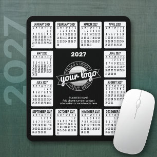 2027 Calendar logo Contact Information Black White Mouse Mat