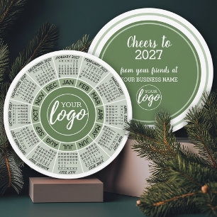 2027 Calendar, Logo - Green Circle - Business Holiday Card