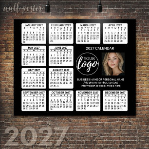 2027 Calendar - logo, photo business Poster