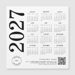 2027 Calendar Logo QR Code Black & White Business