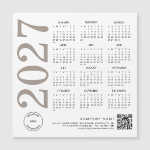 2027 Calendar Logo QR Code Neutral Taupe Business