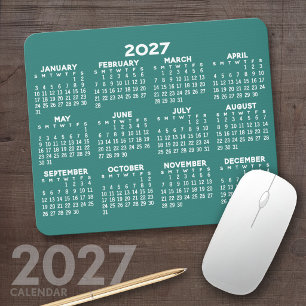 2027 Calendar - modern blue and white simple Mouse Mat
