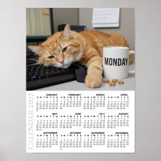 2027 Calendar, Monday Motivation - Office Fun Cats Poster