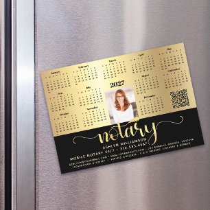 2027 Calendar Notary Black Gold QR Code Magnet