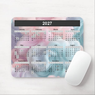 2027 Calendar On Cotton Candy Abstract Mouse Mat