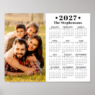 2027 Calendar One Photo Personalised Poster