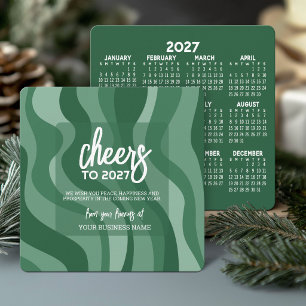 2027 Calendar Organic Curves Modern Business Logo Holiday Card