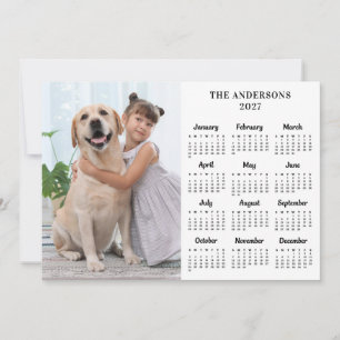2027 Calendar Pet Dog Kids New Year Custom Photo Holiday Card
