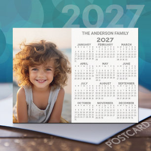 2027 Calendar - Photo Full Year View Modern Postcard