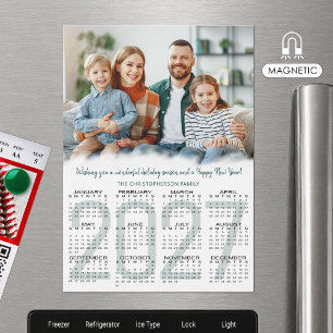 2027 Calendar Photo Magnetic Christmas Card