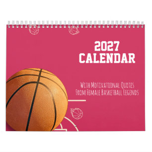 2027 Calendar Pink Basketball For Her Teen Girls