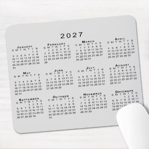 2027 Calendar Simple Grey and Black Mouse Mat