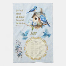 2027 Calendar Towel Bluebirds Ecclesiastes 3:11