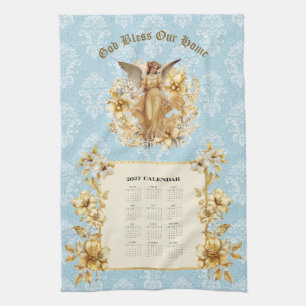 2027 Calendar Towel Pretty Guardian Angel