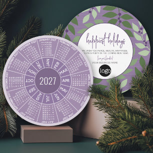 2027 Calendar Unique Business Purple Greeting Holiday Card