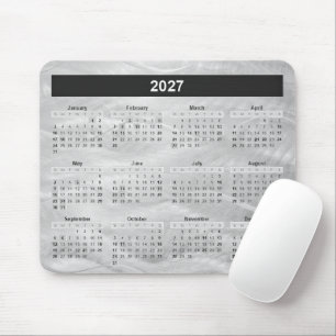 2027 Calendar Wavy Brushed Steel Abstract Mouse Mat
