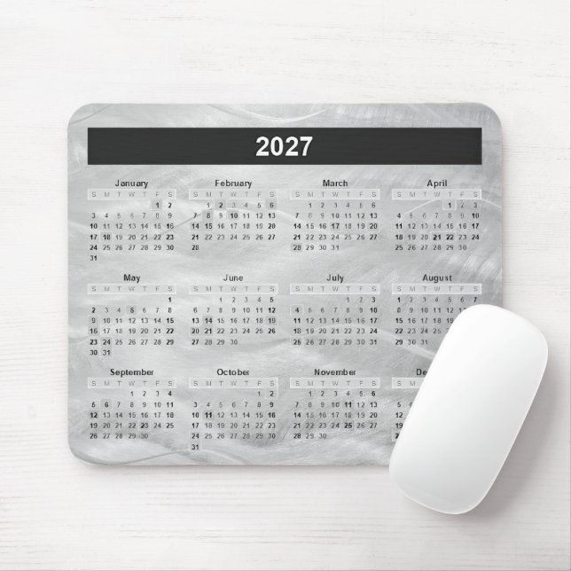 2027 Calendar Wavy Brushed Steel Abstract Mouse Mat (With Mouse)