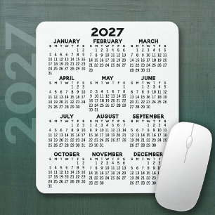 2027 Calendar - white background - Vertical  Mouse Mat