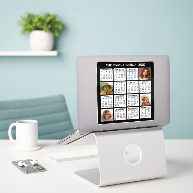 2027 Calendar with 4 Photos (Laptop On Desk)
