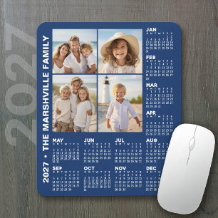2027 Calendar with 4 Photos - Blue Mouse Mat