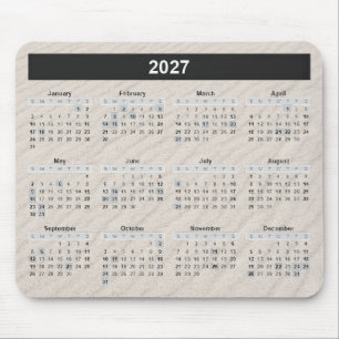 2027 Calendar with Beach Sand Background Mouse Mat