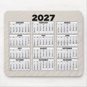 2027 Calendar with Beach Sand Background Mouse Mat