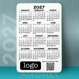 2027 Calendar with Business Logo and QR Code Magnet