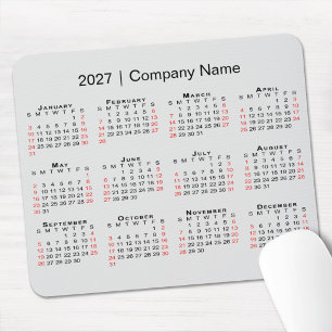 2027 Calendar with Company Name Light Grey Mouse Mat