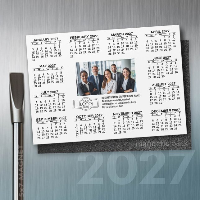 2027 Calendar with logo Contact Information Magnet (2027 Calendar)