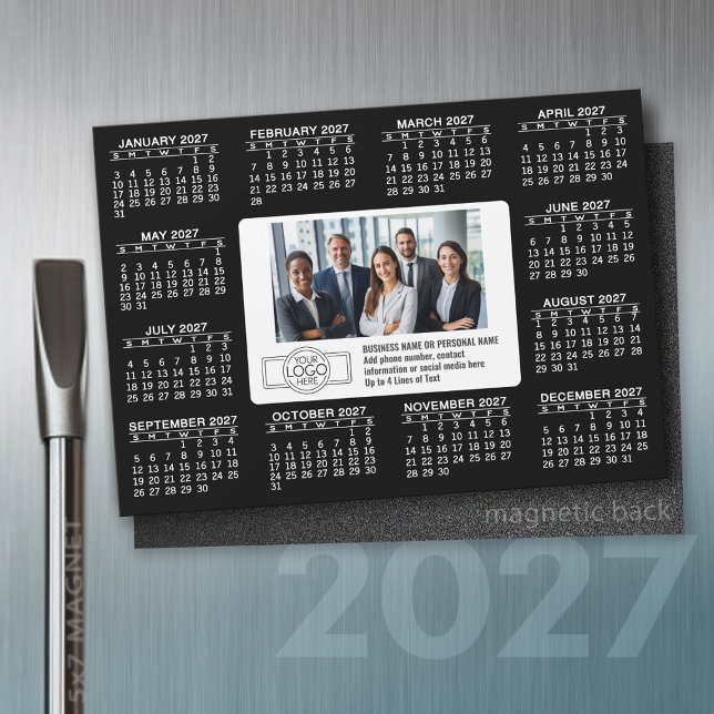 2027 Calendar with logo Contact Information Magnet (2027 Calendar)