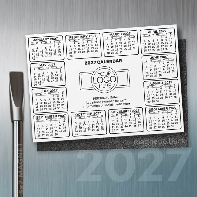 2027 Calendar with logo Contact Information Magnet (2027 Calendar)