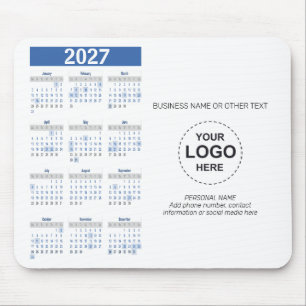 2027 Calendar with logo, Contact Information Mouse Mat
