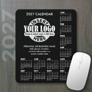 2027 Calendar with logo Contact Information Mouse Mat