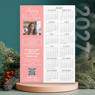 2027 Calendar with logo, QR Code, Photo and More Holiday Card
